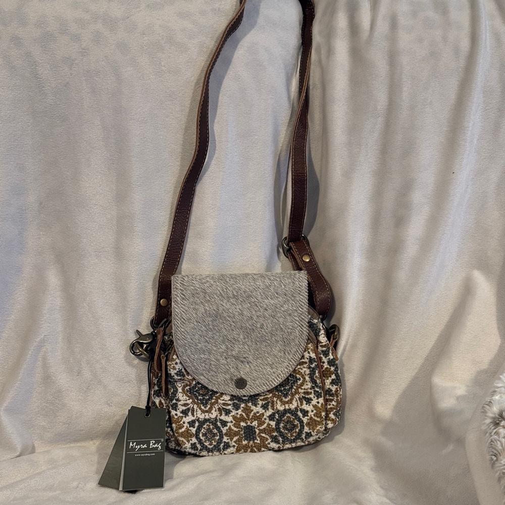 Myra Bag Gray and Brown Crossbody